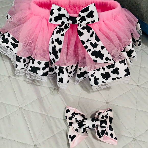 Other - Pink Tutu with Cow Print, Also Includes Hair Bow